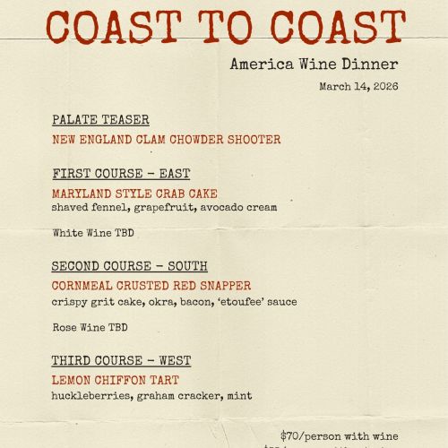 March Wine Dinner (No Wine)